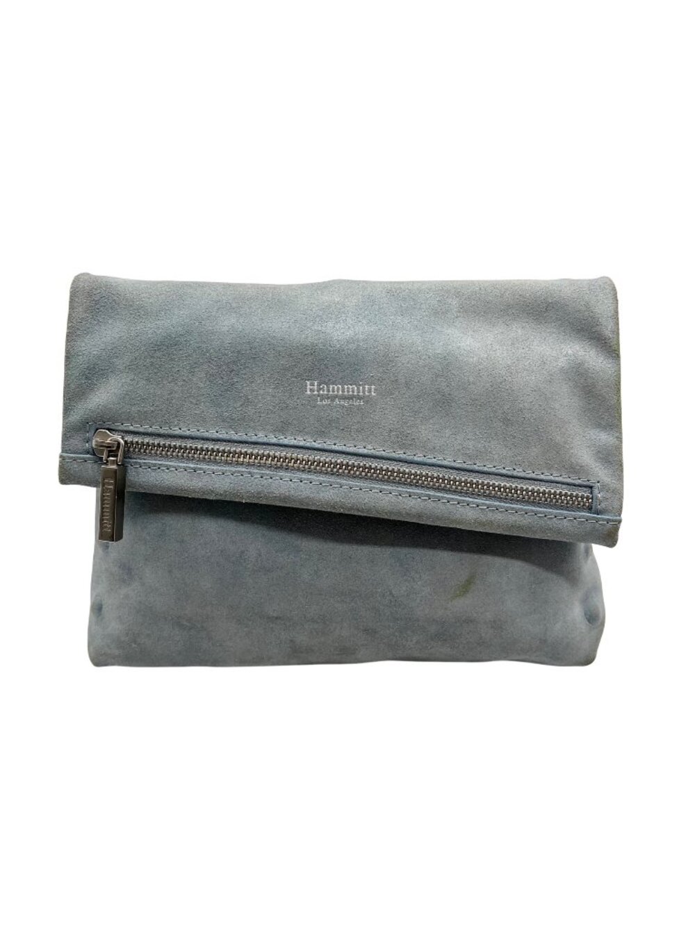 Hammitt Baby Blue Suede Fold Over Medium VIP Crossbody Bag
